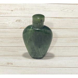19th Century Chinese Spinach Green Jade Snuff Bottle Tapered Spade Form
